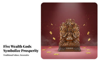 Five Gods of Wealth Statue Detailed Craftsmanship Chinese Deity of Prosperity Figurine Intricate Carving Prosperity Deity Treasure Basin Sculpture