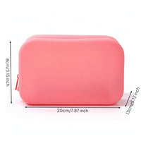 Semi-Transparent Silicone Cosmetic Bag Water-Resistant Silicone Makeup Pouch Lightweight Cosmetic Bag with Zipper Compact for Purse Organization