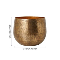 Vase with Hammered Finish Gold Aluminum Vase Textured Vessel for Homeowners, Decorators, Tabletop, Living Room, Entryway