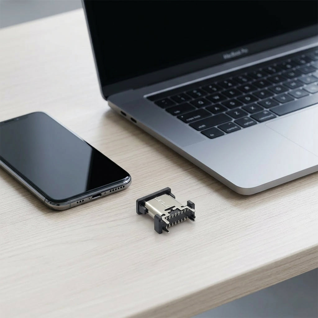 16 Pin USB-C Female Connector Metal Housing Surface-Mount USB-C 2.0 Receptacle DIY Friendly Electronic Component for Electronics Repair