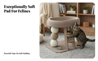Sisal Scratching Posts Multi-Level Feline Structure Space-Saving Elevated Feline Lounger with Scratcher Includes Play Toy Pet Furniture Sturdy Construction for Felines, Kittens, Kitten Owners, Small Areas, Indoors, Living Room, By a Window