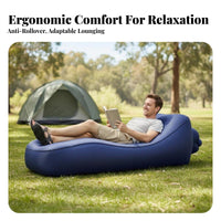 Lightweight Wind-Inflated Lounger No Pump Needed Wind-Catcher Couch Waterproof Air Sofa Tear-Resistant for BeachBeachers, event Attendees, Camping, Travel, Hiking, outdoor meals