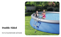 Double-Sided Pool Ladder Heavy Duty Double Sided Steel Ladder Weather Resistant Removable Pool Entry Steps for Kids, Adults, Backyard, Outdoor, Garden