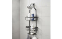 Over the Shower Fixture Organizer With Hooks over the Shower Fixture Rack Rust Resistant Metal Washroom Shelf for Renters, Students, Apartment