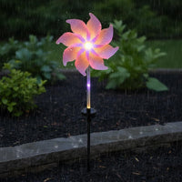 Solar Powered Garden Stake with Pinwheel Outdoor Solar Pinwheel Lights Weather-Resistant Garden Stake for Pathway