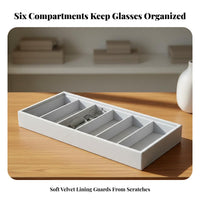 6 Slot Sunglasses Tray Scratch Protection Velvet Eyeglass Display Case Dust-Resistant Sunglasses Organizer Tray for Dresser Top, Closet, Drawer