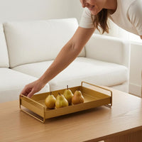 Rectangular Serving Tray Easy to Clean Golden-Hued Grip Tray Spill Resistant