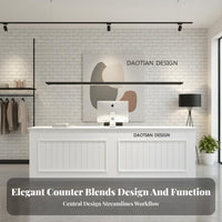 Simple Reception Desk Baked Varnish Finish Retail Checkout Counter Minimalist Grooming Studio Front Desk for Receptionists, Retailers, Spa, Studio