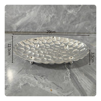Decorative Fruit Tray Tabletop Item Honeycomb Texture Silver