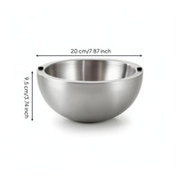 Stainless Steel Salad Bowl Brushed Metal Double-Layer Bowl for Kitchen, Dining Table