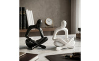 2 Pieces Reading Figurines Matte Reading Statue Minimalist Abstract Human Sculptures for Book Lovers, Readers, Bookshelf, Study Room, Office