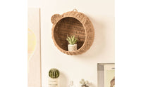 Cat Ear Hanging Shelf Versatile Faux Rattan Display Basket Boho Style Woven Creature Silhouette Organizer for Kids, Nursery, Playroom, Washroom