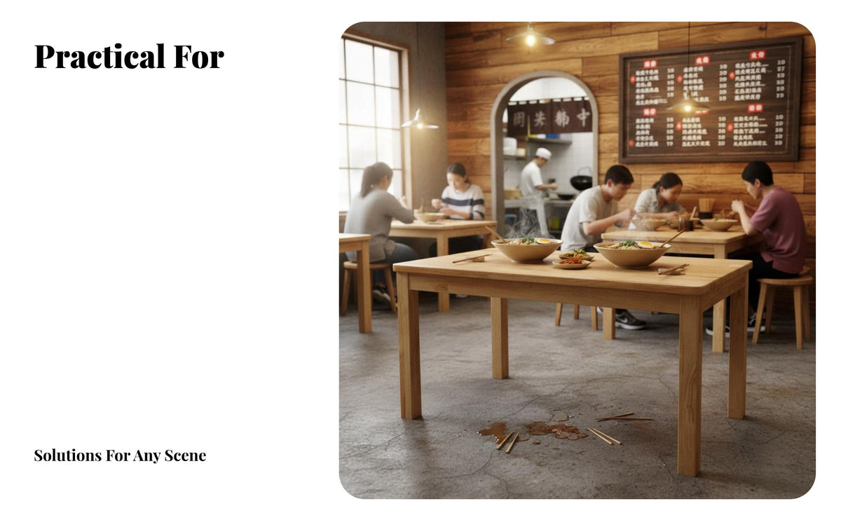 Wooden Restaurant Table Solid Wood Dining Firm Table Structure Dining Set for 4 for Homeowners, Families, Food Stall, Cafeteria, Living Room