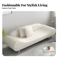 Minimalist aesthetic Curved Settee Space-Saving Design Loveseat distinctive Shape Small Couch Soft Texture for Apartment Dwellers, Interior Designers, Business Owners, Bedroom, salon, Reception Area, perusing alcove