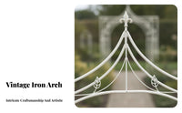Powder Coated Finish Wrought Iron Garden Arch Weather Resistant Freestanding Climbing Plant Arbor Rustproof Vintage Design Metal Arch Decorative Scrollwork for Gardeners, Homeowners, Event Planners, Patio, Backyard, Yard, Pathway Entrance