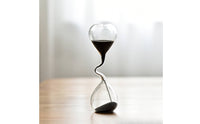Sculptural Glass Hourglass with Black Sand Modern Hourglass with Black Sand Elegant Sandglass Slender for Desk, Office, Shelf