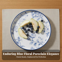 Food-Grade Material Blue and White Floral Dinnerware Heat-Insulating Chinese Design Melamine Tableware Chip Resistant for Restaurants