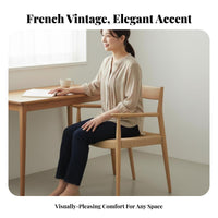 Solid Wood Frame Woven Cord Seat Chair Mid-1900s-Century Modern Aesthetic Woven Armchair Handwoven Indoor Furniture Versatile Use for Design Enthusiasts, Interior Decorators, Homeowners, Dining Room, Home Office, Kitchen, Restaurant