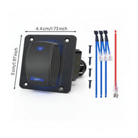 IP68 Waterproof Rocker Switch with Mounting Panel Wired Illuminated Rocker Switch Square Quick Installation for Boaters