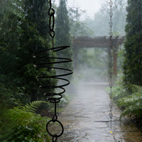 Double Ring Reinforced Rotating Spring Rain Chain, Metal Outdoor Eaves Decoration and Downspout Wind Chime
