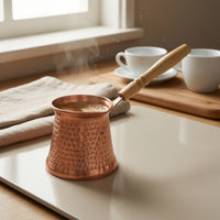 Turkish Coffee Pot Copper Coffee Pot with Wooden Handle Compact Briki for Home Baristas