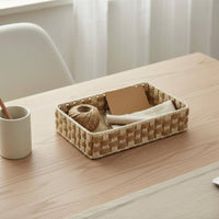 Woven Paper Rope Basket Handmade Braided Organizer Basket Versatile Japanese Aesthetic Organizer Box for Living Room, Bedroom, Closet