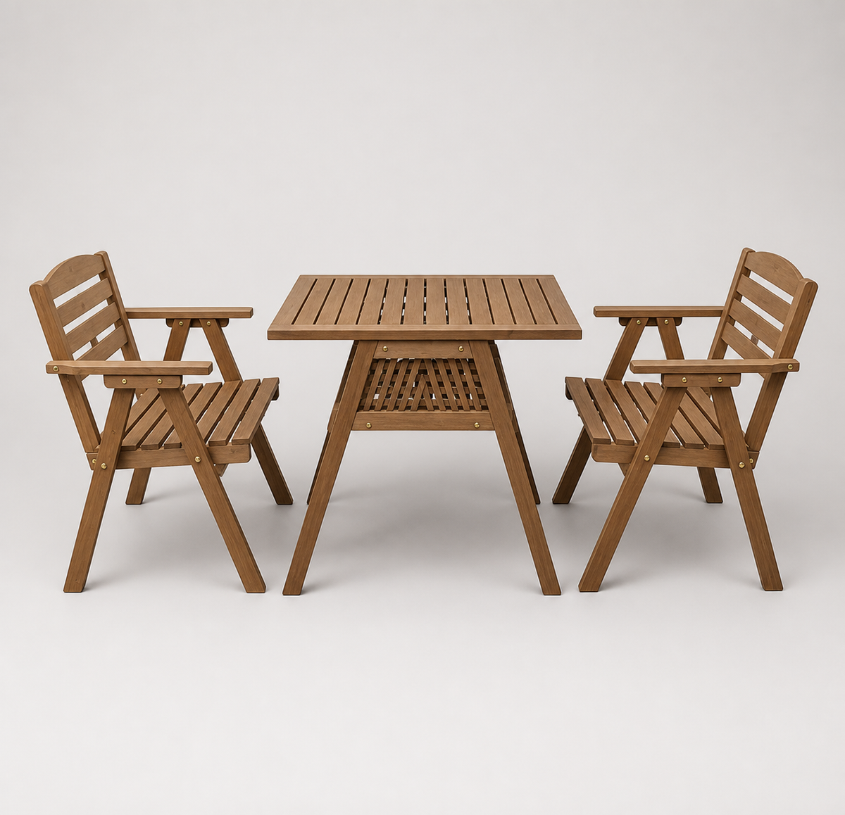 Solid Wood Folding Table and Chair Set with Backrest, Portable for Outdoor and Small Spaces