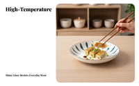 Japanese Ceramic Bowl Set, Minimalist Striped Dinnerware, Creative Plates