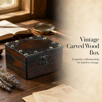 Vintage Wooden Treasure Box Decorative Storage Chest for Home Decor and Props