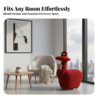 With Wheels Duck Shaped Stool Multi-Functional Soft Creature Chair Soft Lambswool Material Creature Vanity Chair Sturdy Carbon Steel Frame for Gift Givers, Women, Adults, Living Room, Bedroom, Entryway