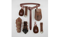 7 Pieces Leather-Look Cosplay Accessory Set Fantasy Medieval Belt with Pouches Buckle-Fastened Belt with Pouch Historical for Cosplayers