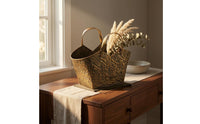 Bag Shaped Vase wide opening Top Arched Handles Tote Bag Vase