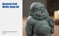 Resin Zhong Kui Aquatic Display Decor, Fortune Guardian Figurine, Chinese Meditative Home Accent, Fish Bowl Landscape, Wealth
