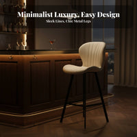 Light Luxury Upholstered High-Back Stool Modern Design Counter Chair with Footrest Home Furniture Comfortable Cushion for Homeowners, Adults, Bar Owners, Kitchen Island, Cafe, Pub, Dining Room
