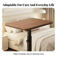 Height Adjustable Rolling C-Shaped Tray Table Movable with casters Rolling C-Shaped Stand Foldable Design Overbed Desk Multi-Purpose for Patients, Bedridden Individuals Women, Hospital Room, Nursing Home, Bedroom