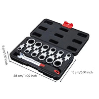 13 Pieces Ratcheting Wrench with Replaceable Heads Flexible Wrench Set with Interchangeable Heads Compact Ratchet for Tight Areas