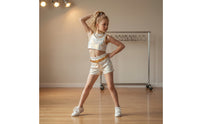 Cosplay Performance Outfit Shiny Short Top and Shorts Set with Belt Gleaming Costume for Children