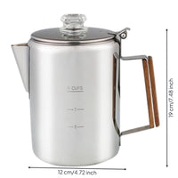 Coffee Pot with Wood-Look Handle Portable Stainless Steel Coffee Pot No Electricity for Camping