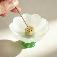 Transparent Lotus Incense Holder Delicate Glass Incense Holder Vintage Design for Meditation, Relaxation, Mindfulness