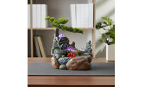 Ideal Gift Circulating Water Desk Feature Miniature Landscape Rockery Waterfall Fountain Air Humidifier LED Rockery Water Fountain Hand-Painted for Business Owners, Office, Living Room, Entryway