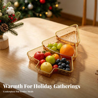 2 Pieces Sturdy Christmas Tree-Shaped Fruit Tray Tiered Fruit Tray Festive Design for Holiday Table