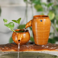 Indoor Ceramic Tabletop Fountain Recirculating Ceramic Fountain with Water Circulator Decorative for Aquarium, Plant Arrangement