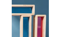 36 Pieces Wooden Blocks with Acrylic Transparent Rainbow Block Stackable Wooden Building Piece Set for Toddlers, Kids, Playroom