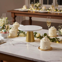 Nordic Design Gold and White Dessert Tray Elegant Design Pedestal Cake Stand Multi-Purpose Cupcake Display Stand for Wedding, Party, Afternoon Tea