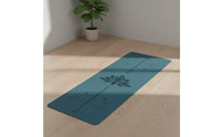 Non-Slip Exercise Mat with Alignment Lines Extra-Long Exercise Mat with Quick-Release Buckle Cushioned Stable for Yogis