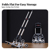 Foldable Stair Climbing Dolly Portable 6-Wheel Stair Climbing Transport Telescopic Handle Hand Truck Quick Folding for Delivery Workers, Homeowners, Stairs, Shopping, Warehouse, Travel