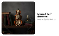 Traditional Orange Stacked Skeleton Pumpkin Figurine Powered Tabletop Ornament
