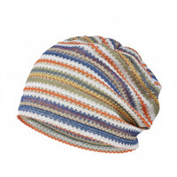 Soft Breathable Summer Beanie Lightweight Striped Beanie Double-Layer Openwork Knit Hat Retro for Women