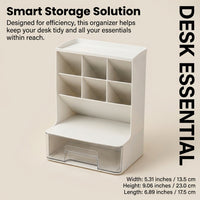 Desk Organizer with Drawer, Angled Pen Holder for Office Desktop Storage, Pencil for Students, Rectangular Stationery