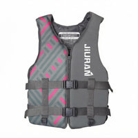 Sleeveless Neoprene Life Jacket Adjustable Straps Front-Zip Life Vest Buckle Closure Buoyancy Support Vest Contoured Fit